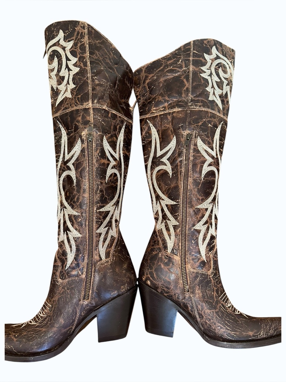 Dan Post Jilted Over The Knee Western Boots Brown Leather NWT S 8.5